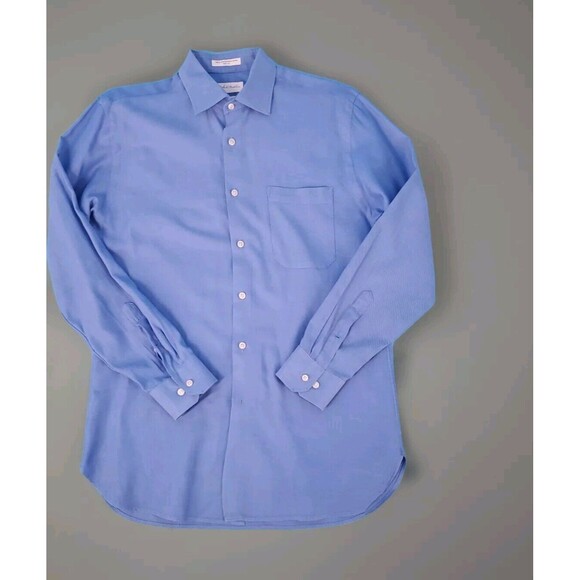 John W Nordstorm Button Front Shirt Trim Fit 15 1/2 32-33 Egytian Cotton Blue - Picture 1 of 8